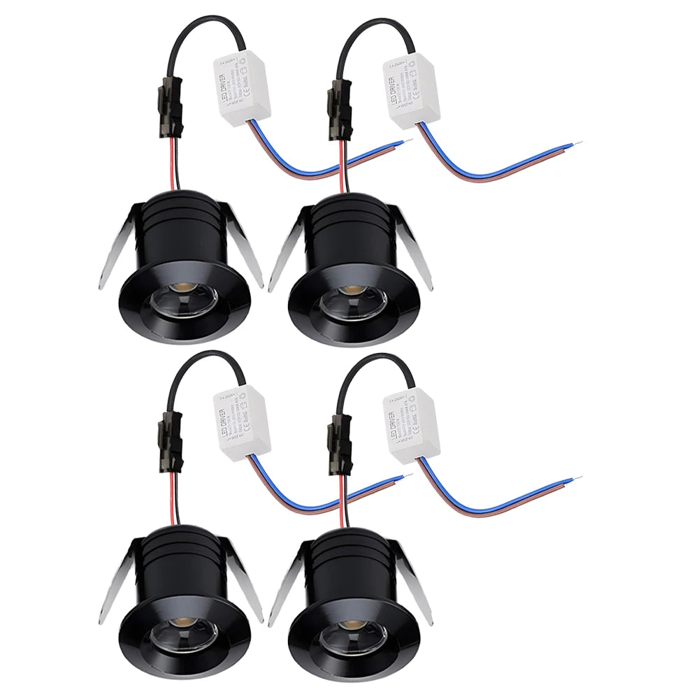 Spot LED 1W 12V 24V argent blanc noir lisse moderne minimaliste encastré