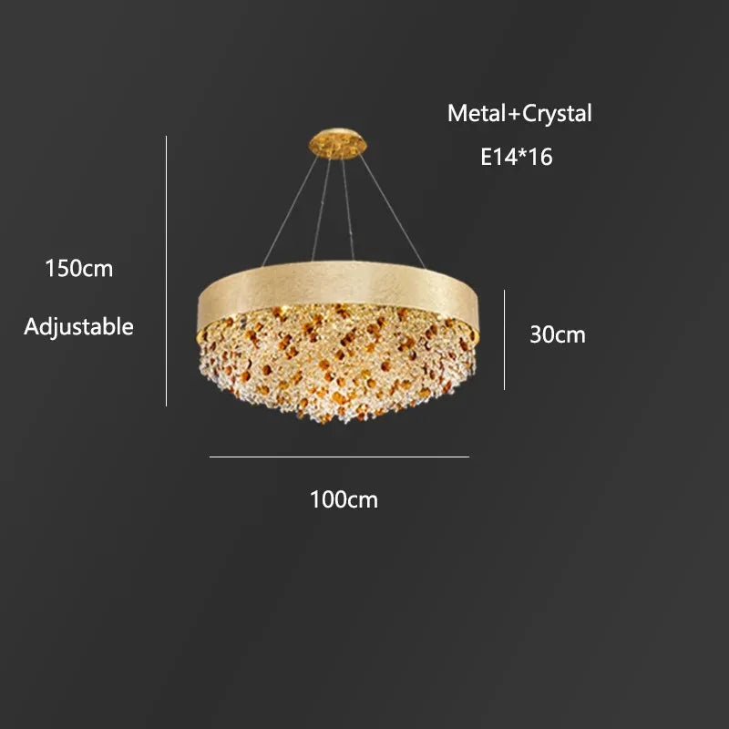 suspension lumineuse moderne doré marron clair translucides brillantes élégante chaînes fixées inclusées