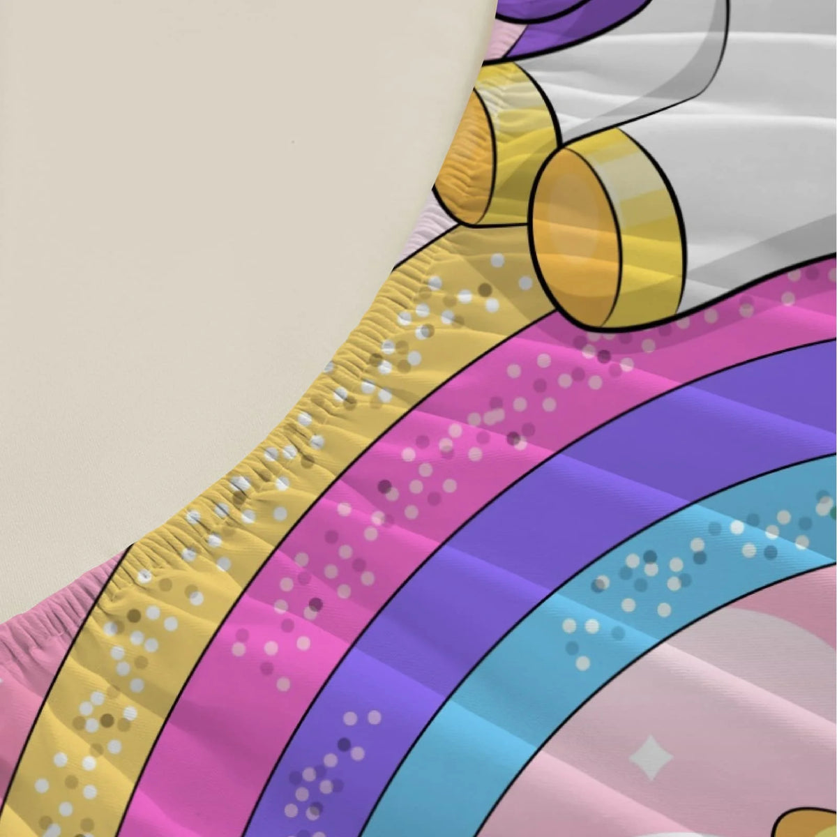 drap housse licorne arc ciel dessins animés couleurs vives motif fantaisie lit enfant polyester
