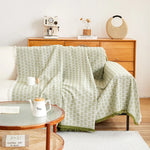 couverture géométrique moderne vert clair blanc polyester coton usage intérieur extérieur multisaison pique nique