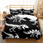Housse de couette dinosaure squelette os pour garçon sur lit jumeau