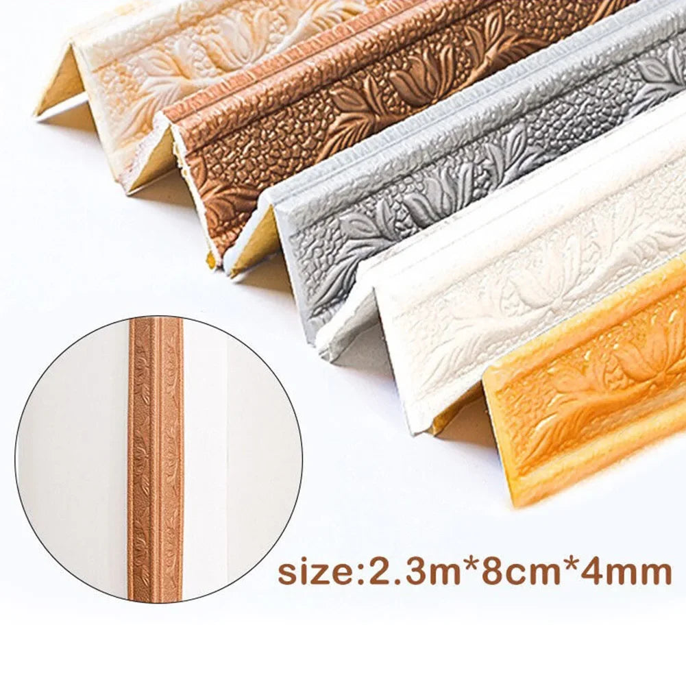 profil decoratif floral adhesif beige gris jaune rose relief classique abstrait 3d mousse autoadhésive