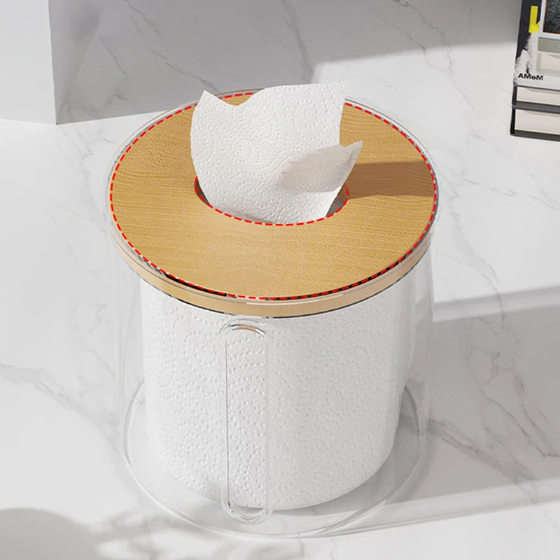 boîte mouchoirs moderne plastique transparent texture bois papier toilette élégant rangement salon