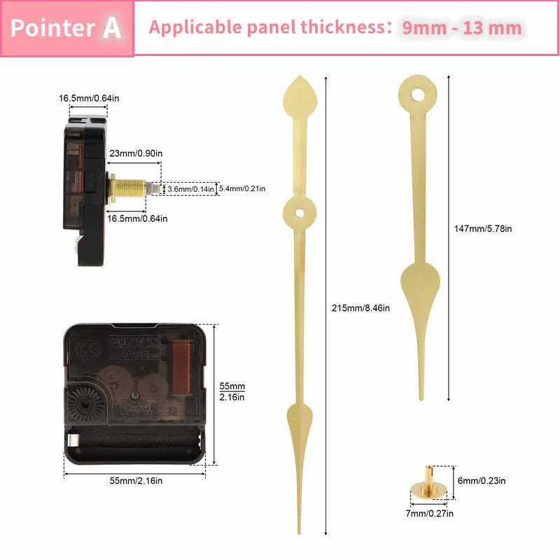kits horlogers aiguilles quartz noir or vert blanc industriels utilitaires fixations incluses aiguilles heures