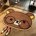 tapis bain dessin animé personnages mignons polyester antidérapant rapide sec marron blanc bleu rose