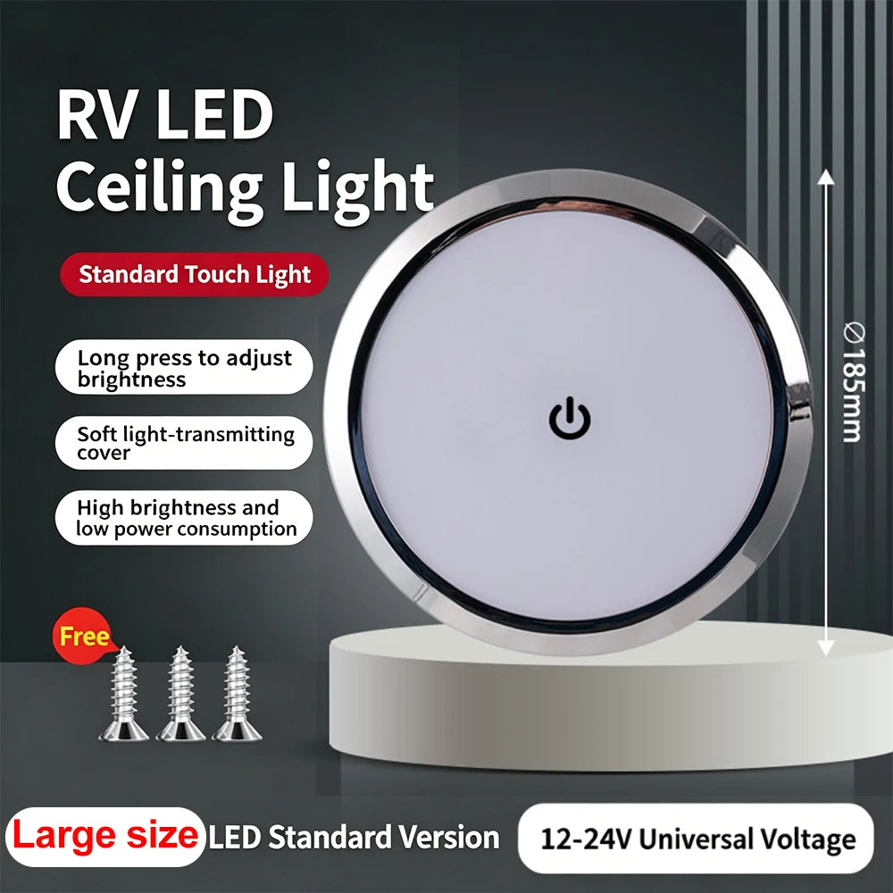 lampe led moderne adhésive éclairage intérieur véhicule blanc 6000k tactile 12v 24v 185mm 150mm
