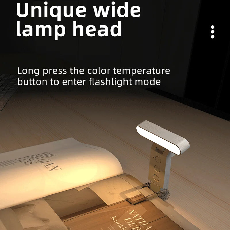 lampe lecture rechargeable led ajustable niveaux luminosité clip portable livre étudiant eye comfort