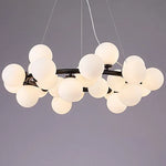 suspension moderne boules translucides blanc doré noir led restaurant salon bar