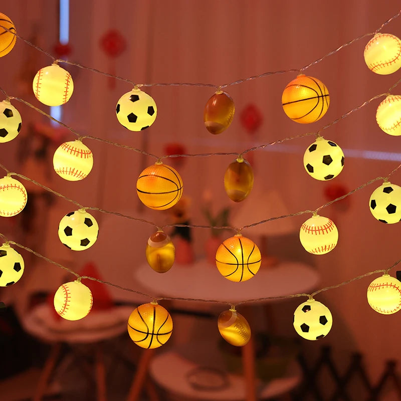 guirlande lumineuse led ballons sport decoration chambre deco halloween noel led blanc orange noir