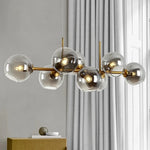 Suspension lumineuse or noir sphères transparentes moderne ampoules led