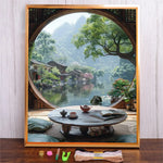 toile imprimée paysage chinois broderie kit point croix fils coton aiguilles packaging moderne decoration