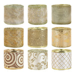 ruban noel or blanc motif floral tissu decoratif bricolage cadeau noel