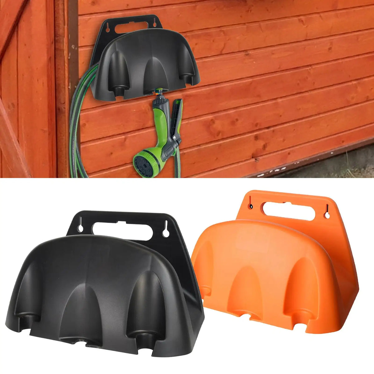 enrouleur tuyau d'arrosage mural réglable orange fixations pistolet eau utilitaire maison