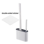 brosse wc adhésive support double adhésif poils doux moderne salle bain blanc