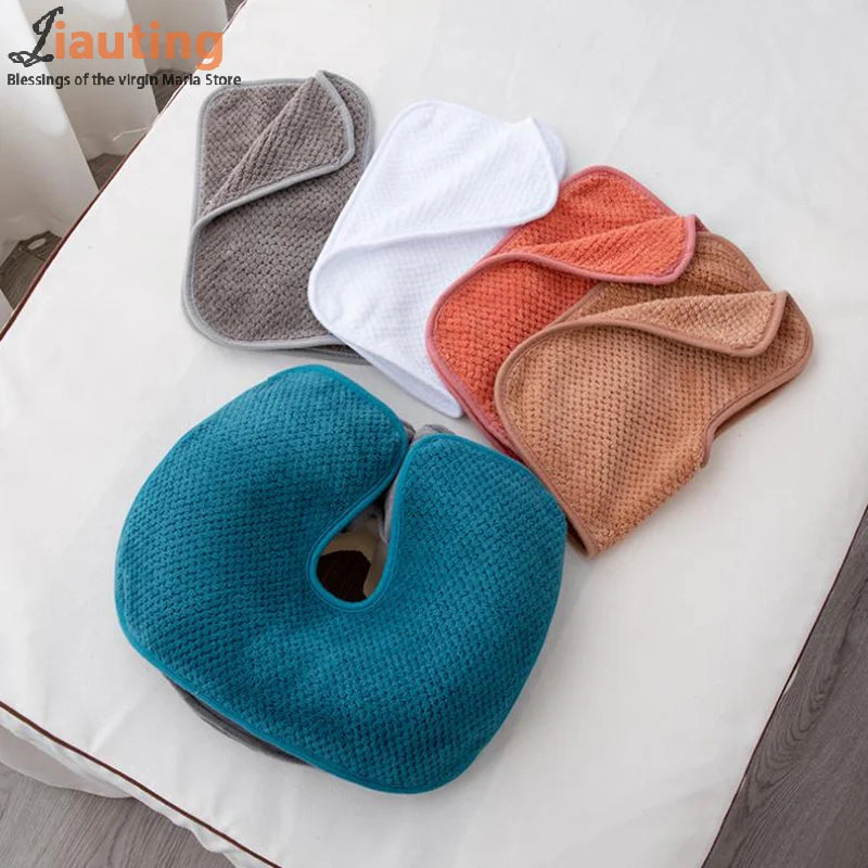 coussin soutien cervical ergonomique gris bleu orange blanc texture tissée adhesive