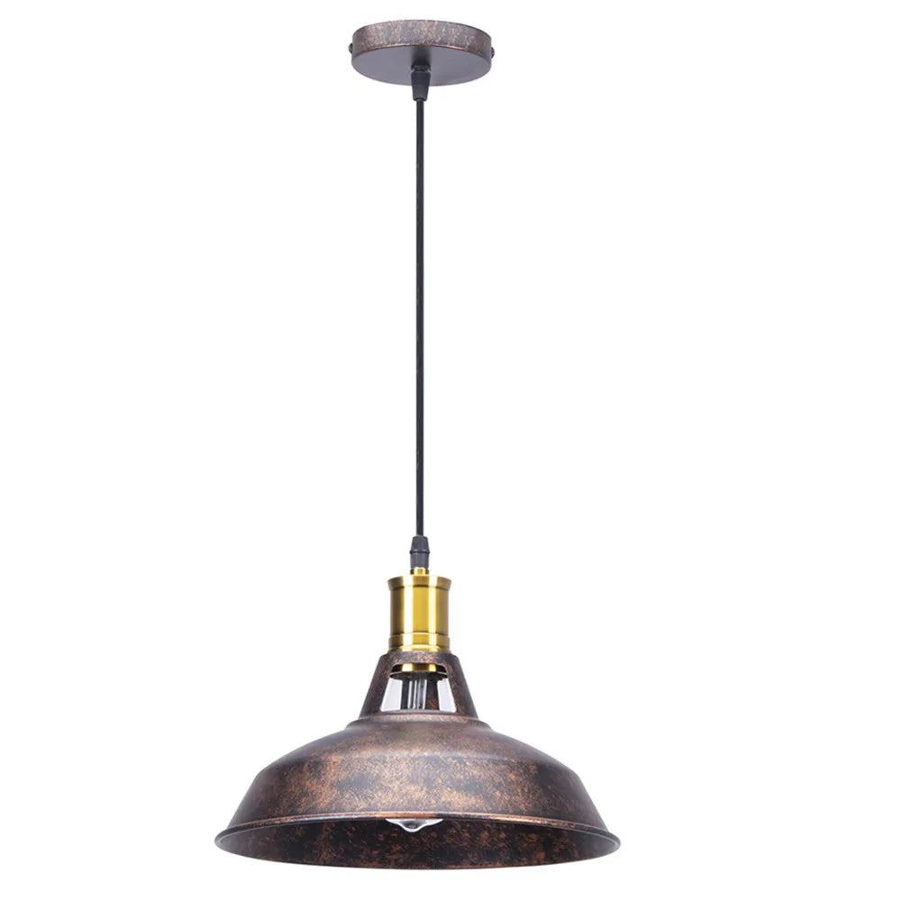 Suspension lumineuse industrielle vintage noir cuivre ampoule chaînes métal fini mat