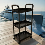 chariot rangement acier inoxydable blanc noir moderne utilisation multiple réutilisable multifonctionalité roulettes universelles