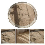 tapis boho spirale concentrique franges blanches fleurs artificielles polyester beige clair 40cm 60cm tissé