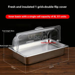 bac alimentaire acier inoxydable couvercle transparent poignée buffet cuisine moderne