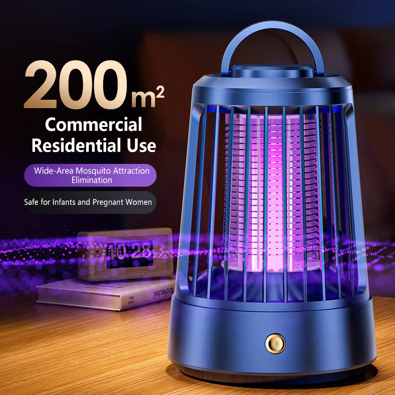 lampe anti moustiques rechargeable usb bleu moderne poignée grille protection chambre camping