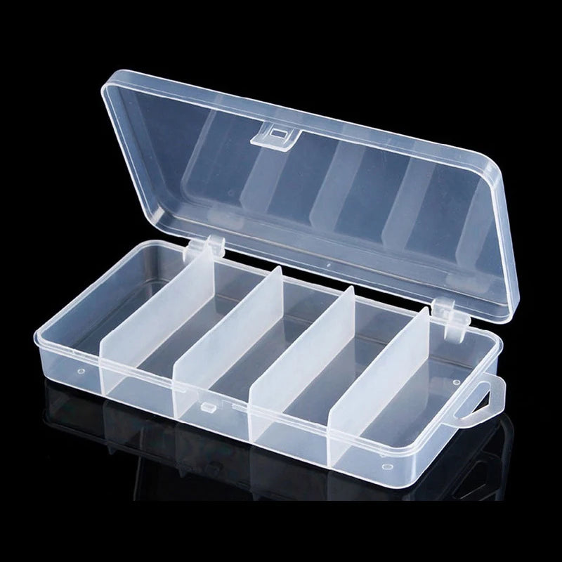 boîte compartiments transparente moderne poignée conteneur plastique organisation pratique fourchette cuillère bijoux rangement