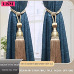 rubans rideaux classiques bleu marine doré franges opaques salon français blackout polyester coton