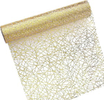 nappe décorative dorée semi transparente motif géométrique festive largeur 28cm longueur 500cm table fête