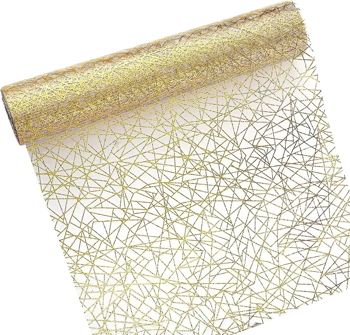 nappe décorative dorée semi transparente motif géométrique festive largeur 28cm longueur 500cm table fête