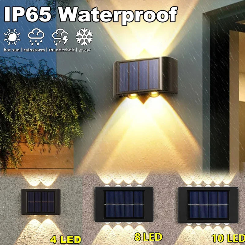 Lampes murales solaires LED modernes 10 blanc chaud jardin extérieur ip65 autonomes vacances