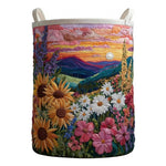 panier linge pliable multicolore paysage floral moderne anneaux métalliques poignées réutilisable polyester chambre enfant