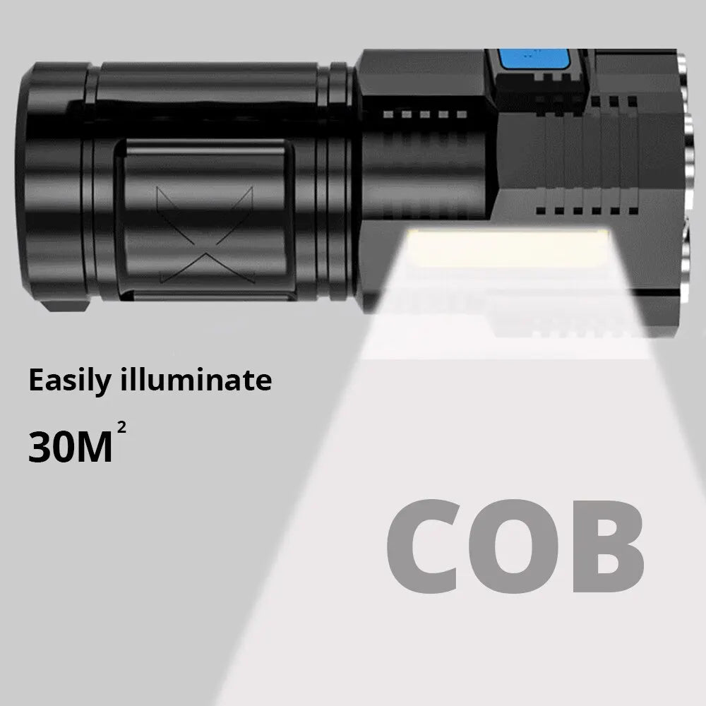torche noire led rechargeable 1000 lumens 10w aventure moderne robuste