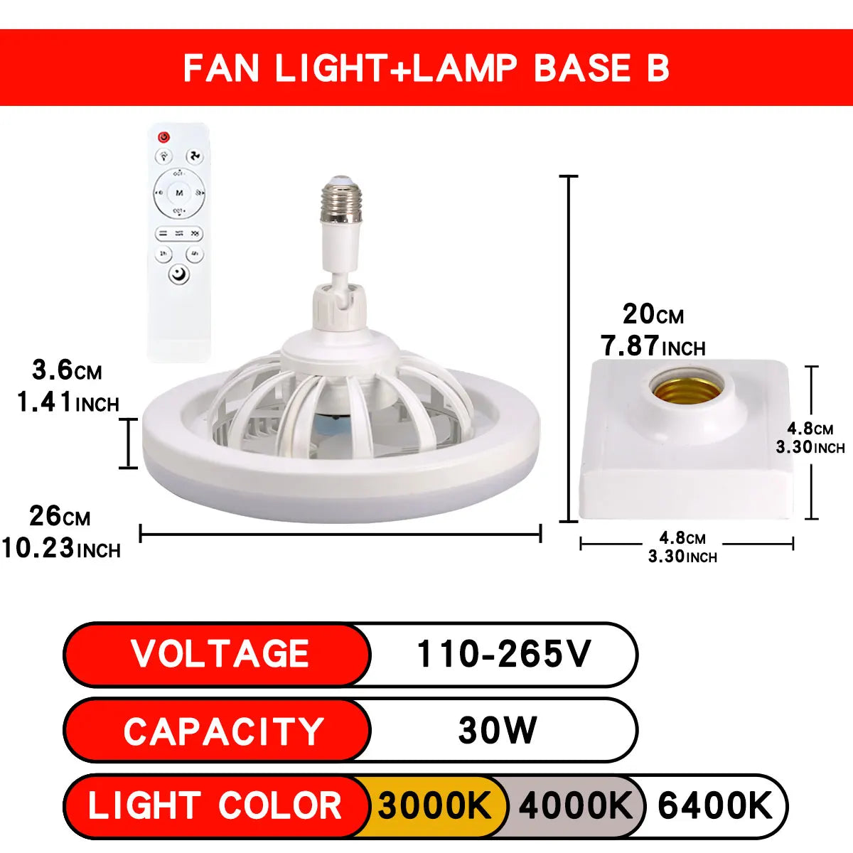 ventilateur lampe led moderne blanc grille télécommande flux lumineux certification ul rohs