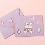 cartes postales kawaii dessins animés ours lapins colorées orange rose jaune bleu clair festive
