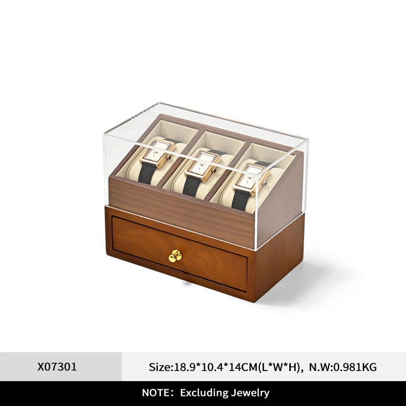 boîtes montres bois naturel classique boîte rangement bijoux multifonctionnelle portable présentoir adhésif