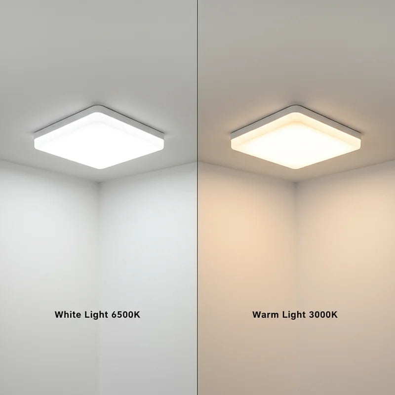 plafonnier led moderne carré blanc plat salon chambre intérieur lumière chaude froide intérieur