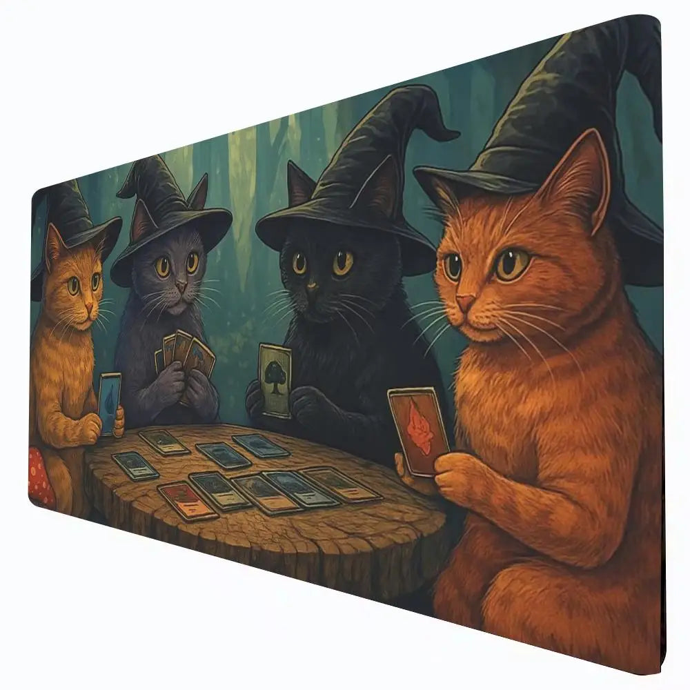 tapis jeu multicolore chats sorcières cartes non glissant illustration art opacité gaming