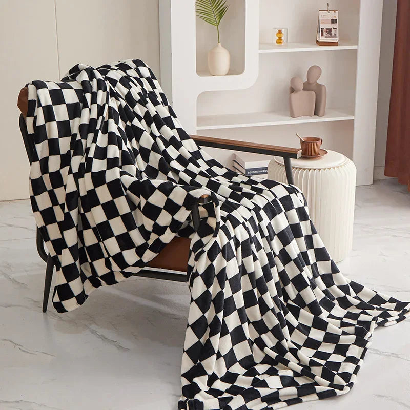 couverture carreaux noir blanc moderne hiver imperméable qualité 70cm 100cm pique nique sieste