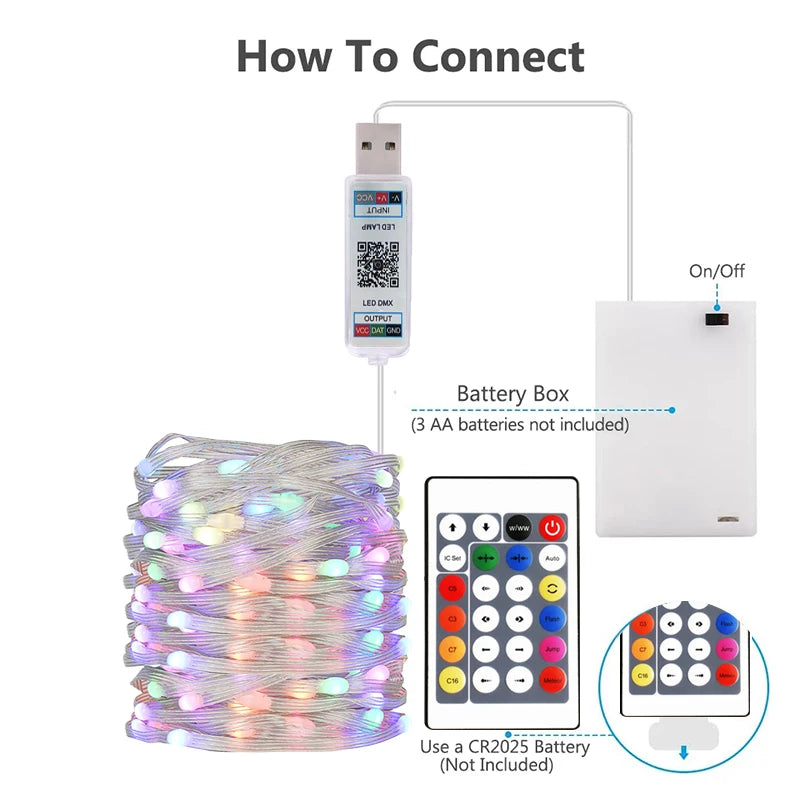 Guirlande LED en goutte d'eau pour décoration intérieure