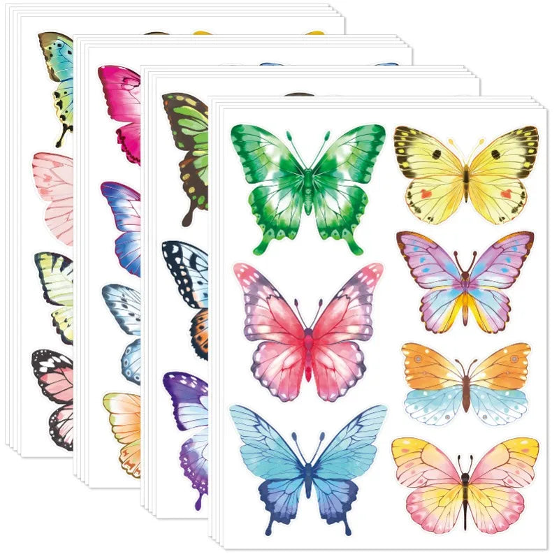 sticker mural papillons multicolores artiste adhésif décoration chambre enfants pvc 22x30cm