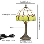 lampe table tiffany verre teinté géométrique vert clair blanc rose pâle bronze opacité moderne
