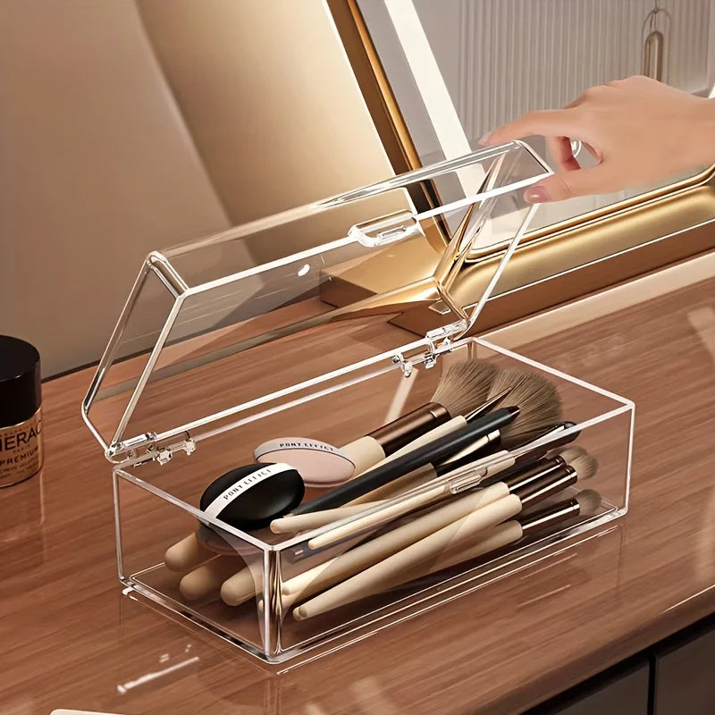 boîtes rangement transparentes modernes clips brosse éponge maquillage réutilisables sans motif