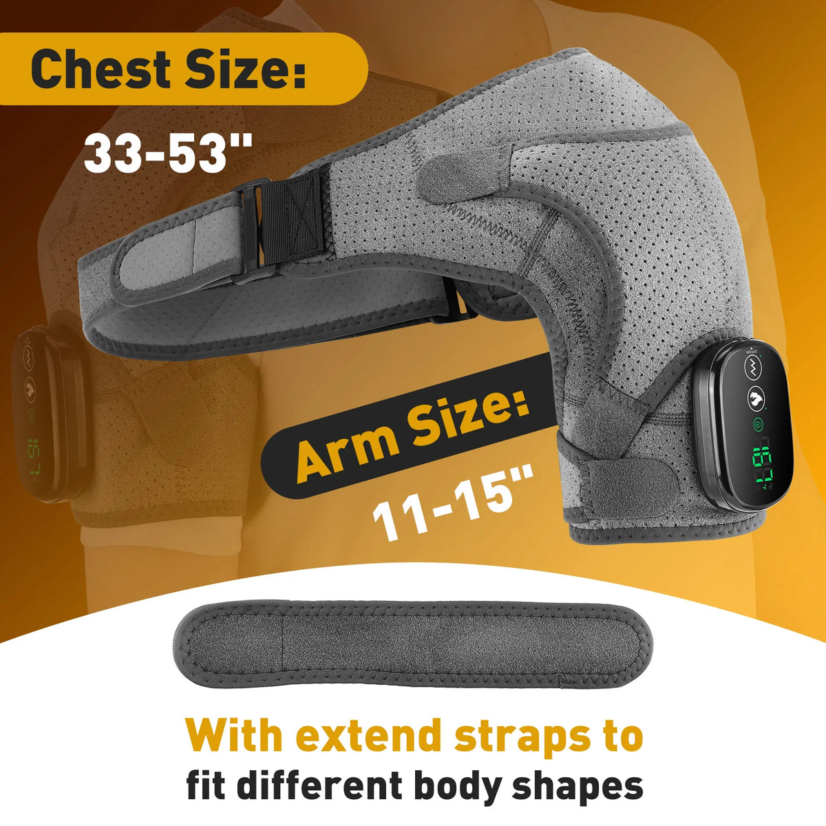 masseur électrique dos épaules vibration ceinture ajustable batterie affichage numérique contrôle température vitesse gris