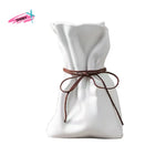Sac fleurs moderne ruban uni blanc orange marron clair vert