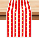 nappes jetables festives rayures rouge blanche étoiles dorées anniversaire carnaval cirque decoration table