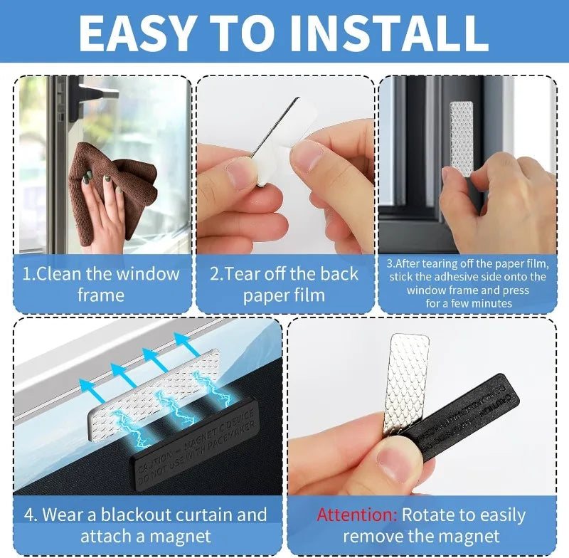 aimants magnétiques adhésifs noir gris texturés modernes rideau douche moustiquaire fixations détachables paires