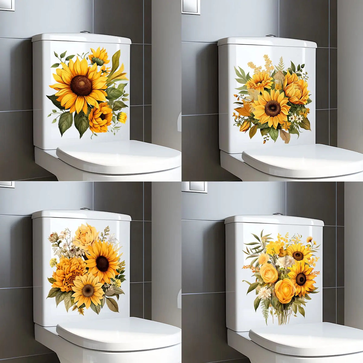 stickers decoratifs fleurs tournesols feuilles art floral stickers toilette stickers murals stickers pvc stickers