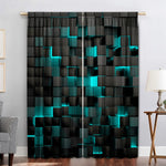 rideau moderne pièces cubes 3d noir bleu turquois polyester chambre salon