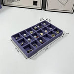 boîte bijoux velours violet moderne rangement colliers pendentifs boucles doreilles bracelets 30x20cm