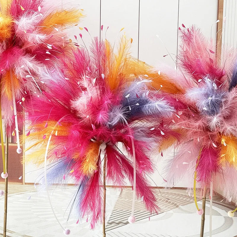 plumes artificielles violet rose blanc naturel décoration intérieure occasion mariage anniversaire baby shower