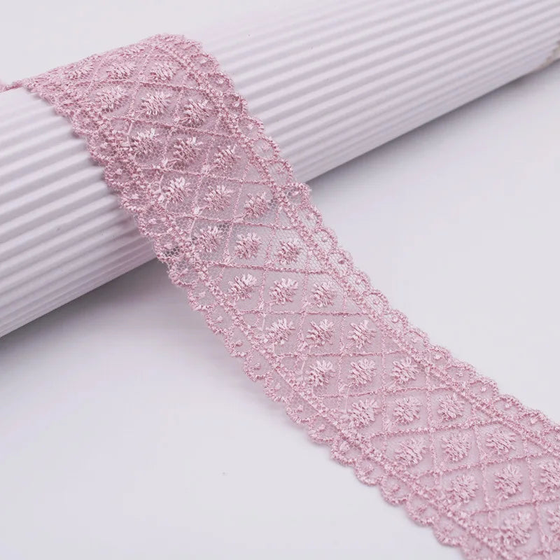 ruban dentelle fleuri rubans main artisanat coton polyester DIY accessoires décoration elastique beige rose